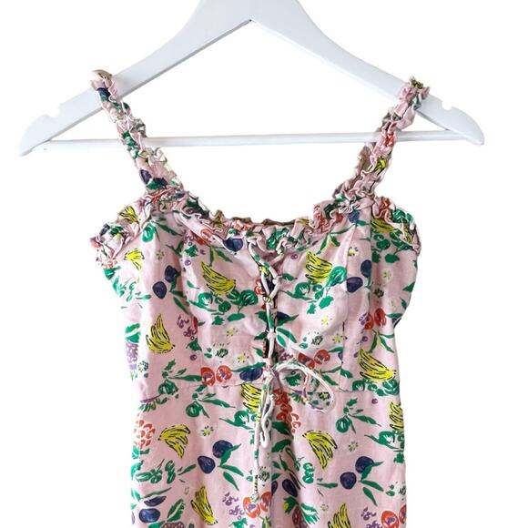 Urban Outfitters Robin Lace Up Pink Fruit Print Mini Dress Sz XS Babydoll Y2K‎ - Picture 7 of 10